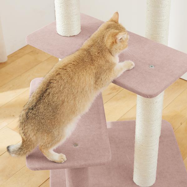 のぼりやすいらせんステップタワー（高さ119cm 据え置き型 シニア猫 子猫） 棚板を広く改良（20cm→27cm）。ステップ間の高さは‐4cmになり、さらに登りやすくなりました。