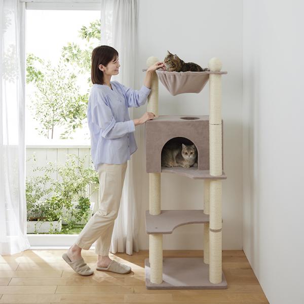 ゆったりハンモックスリムタワー（高さ155cm　据え置き型　スリム　ハウス） 目線が合いやすい全高155cmのスリムタワー