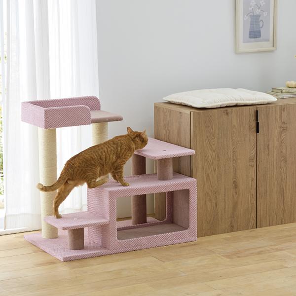 シニア猫にやさしいローステップタワー（高さ72cm 据え置き型 シニア猫 子猫） 