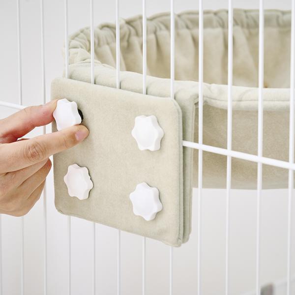 揺れないケージ用ハンモック 工具不要！好きな位置に取付OK。