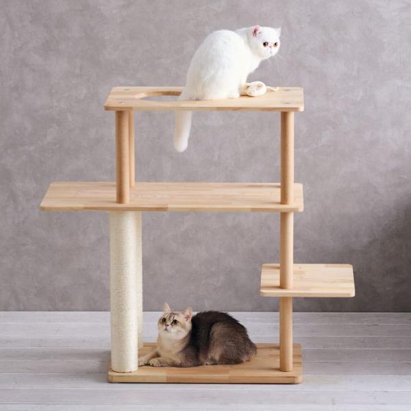 天然木のキャットシェルフ（高さ86cm 据え置き型 天然木） 