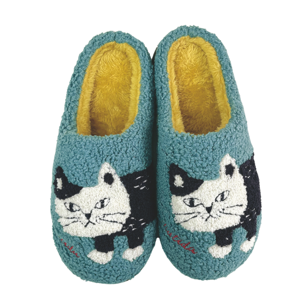 相良刺しゅう ルームシューズ マチルダさん柄サックス