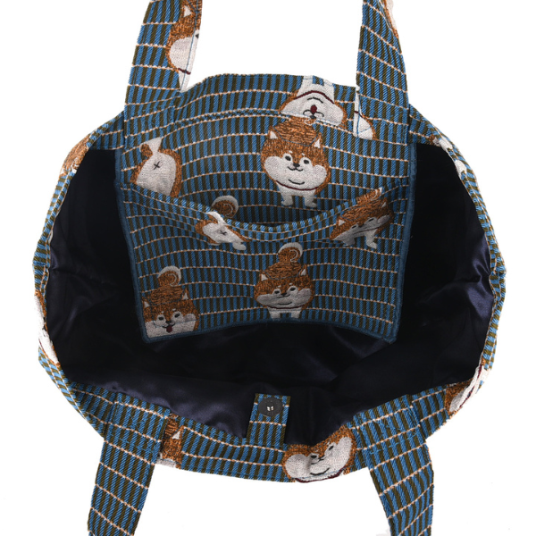 ゴブラン織り 柴尻君柄 ミニバッグ ブルー
