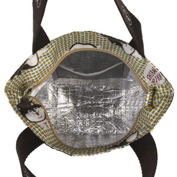 柴尻君　保冷保温　ランチバッグ 内側はアルミシート+保冷材用の内ポケット付き。