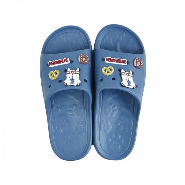 ネコまるけ　モチーフサンダル ブルー