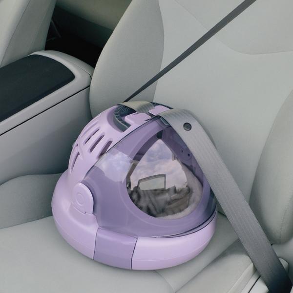 コロル　おでかけネコベッド　 S・パープル /シートベルトを通して固定可能。