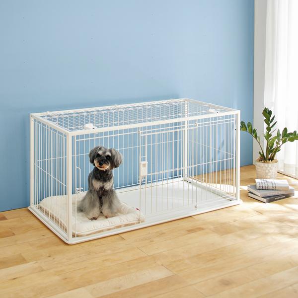 インテリアペットサークル ホワイト　本体・M、屋根・M