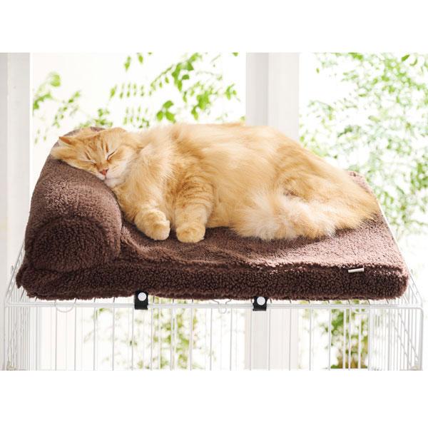 ケージ用天井ボアベッド　枕付き ブラウン