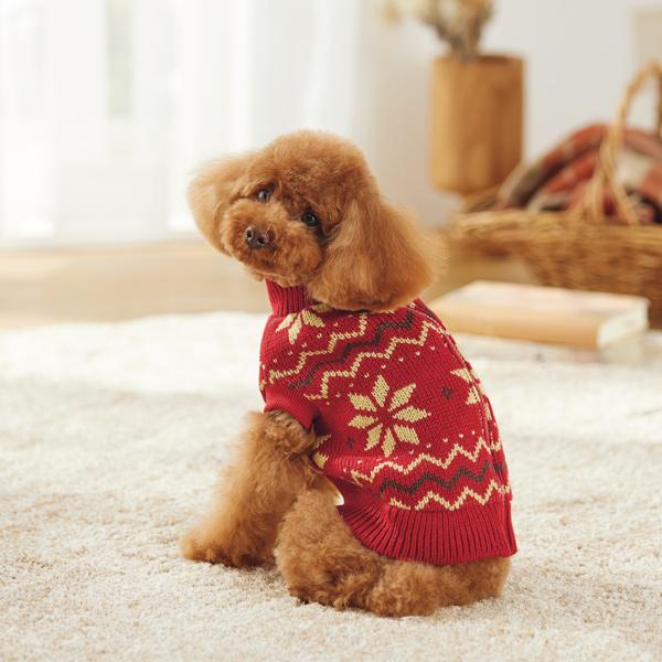 【PEPPY　LIFE】着せるのらくちんウェア（背中開き） ノルディックニット／バスト40のサイズを着用（モデルサイズ：バスト37cm）