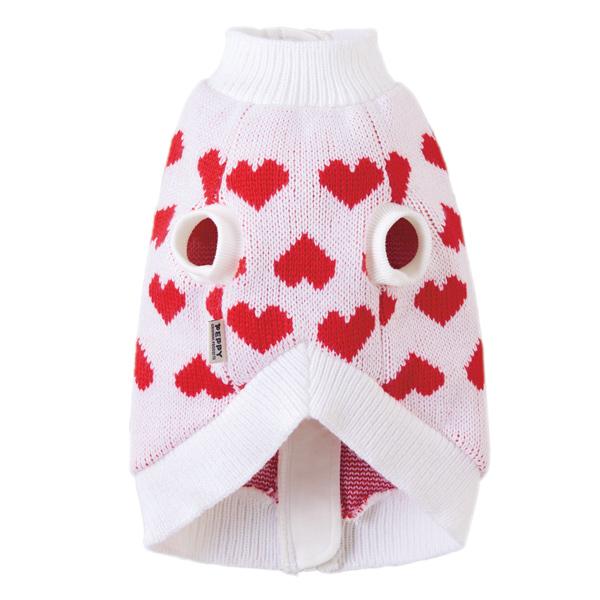 【PEPPY　LIFE】着せるのらくちんウェア（背中開き） ハートニット／腹側