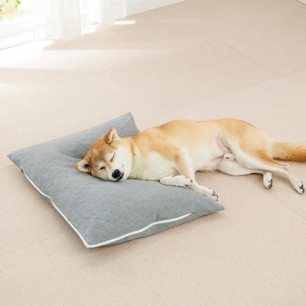 シニア犬の寝姿に寄り添うクッション 本体・グレー<br>頭を高くして使用すれば、呼吸がラクに。