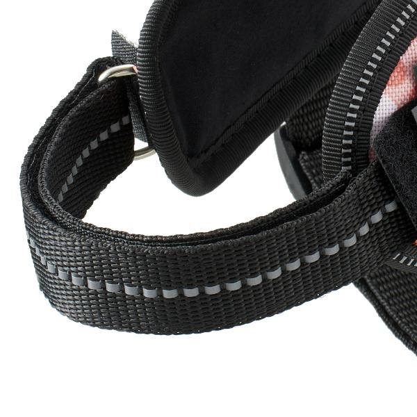 ユリウスＫ９　ＩＤＣパワーハーネス 反射リフレクター付きで夕暮れ時も安心。※サイズによって仕様が異なります。（※miniサイズ以下は反射糸になります。）／首が絞まりにくい絶妙な設計。