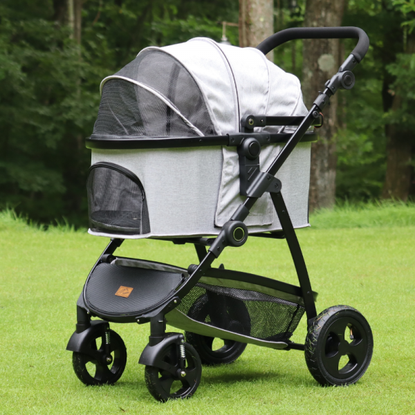 ハクサン ファーストストローラーMINI（ジェルタイヤ） ライトグレイｘブラック