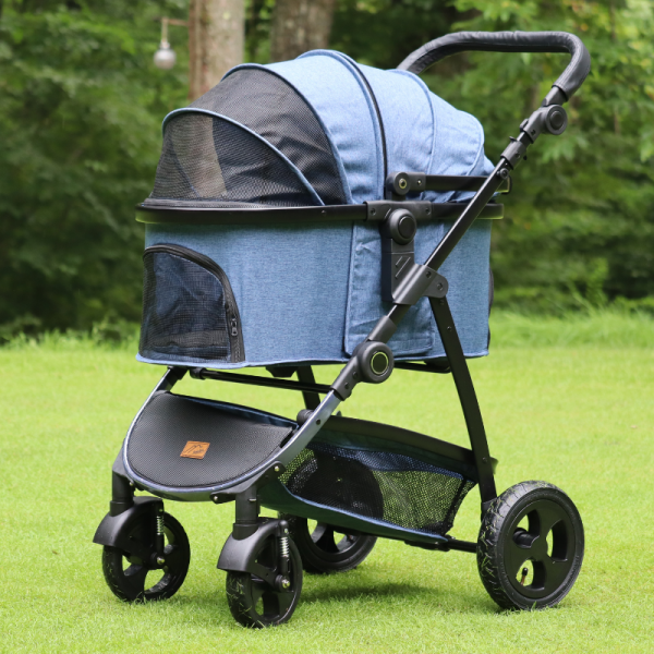 ハクサン ファーストストローラーMINI（ジェルタイヤ） デニムブルーｘブラック