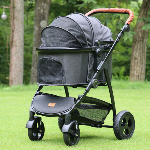 ハクサン ファーストストローラーMINI（ジェルタイヤ） ブラックグレイｘブラウン