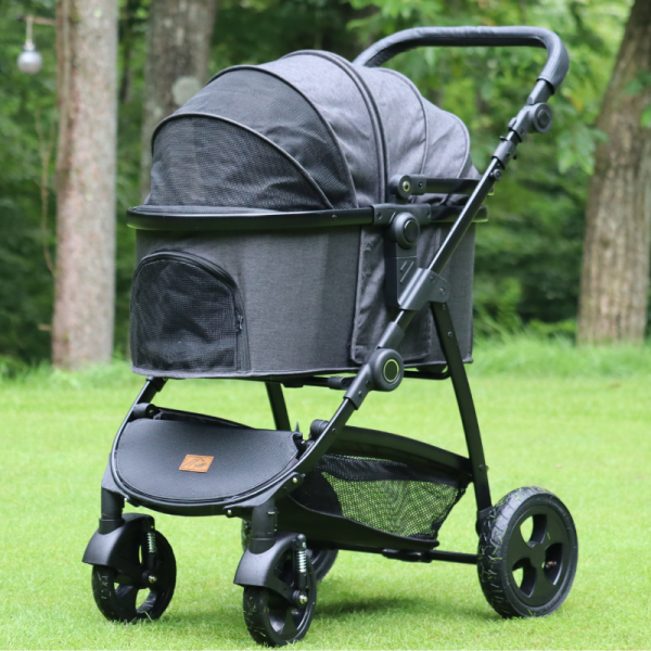 ハクサン ファーストストローラーMINI（ジェルタイヤ） ブラックグレイｘブラック