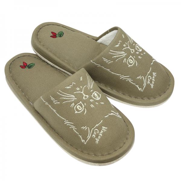 ヴィンテージキャット スリッパ カーキ