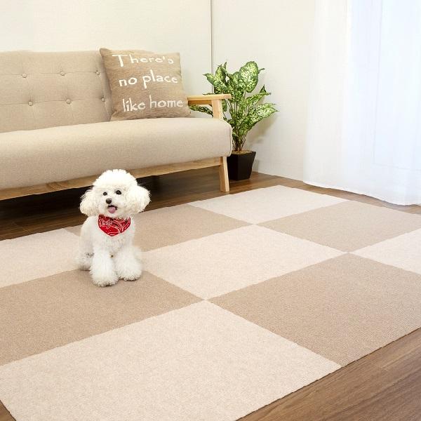 ピタッと吸着タイルマット 大判サイズ(犬 猫 滑り止め） ベージュ、ライトベージュ
