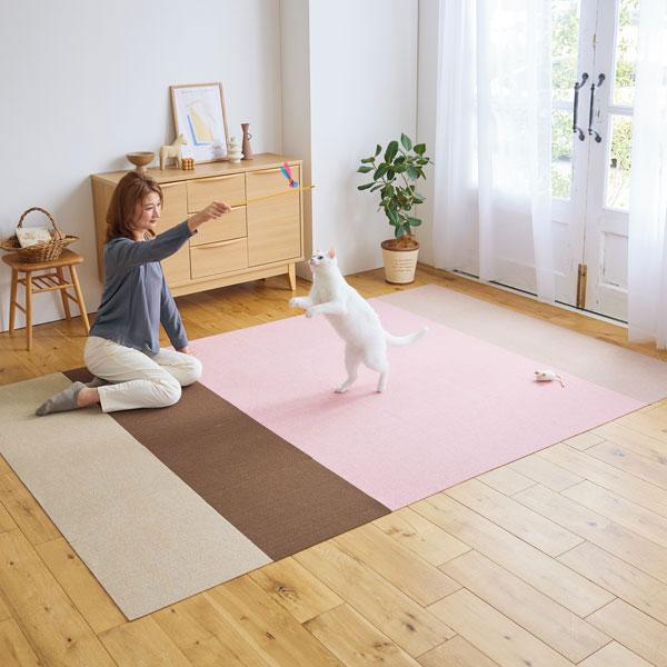 ピタッと吸着タイルマット　スクエア ベージュ8枚、ブラウン4枚、メランジピンク12枚