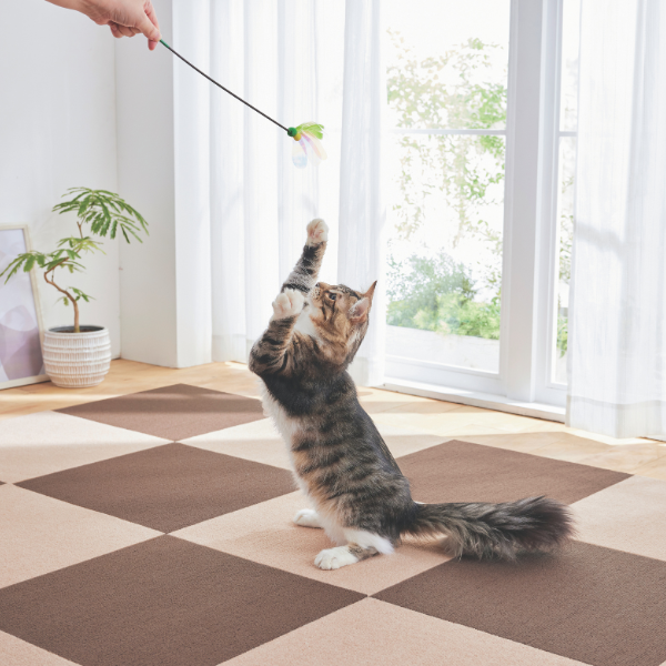 ピタッと吸着タイルマット│２色セット（スクエア）45×45cm ●ベージュ×ブラウン