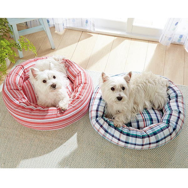 さわやかコットン ベーグルベッド（旧：さわやかマリンベーグルベッド） S・レッド/S・チェック