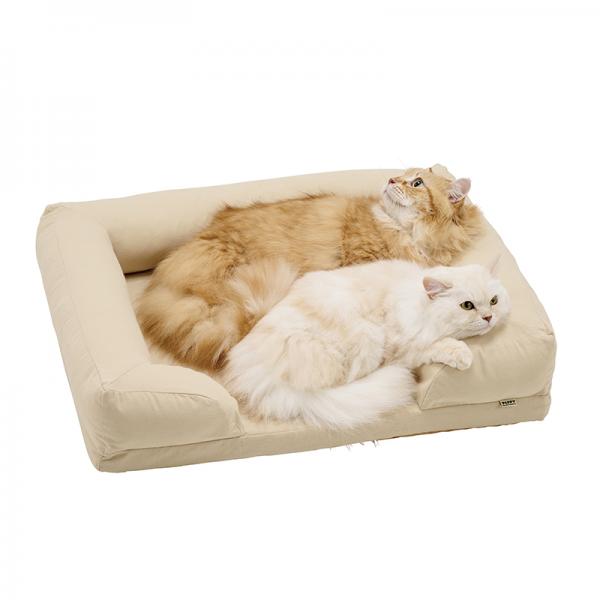 さわやかコットン スクエアソファー（旧：さわやかマリン　スクエアソファー） S・サンドベージュ・モデル体重（奥）6.1㎏、（手前）4.1㎏