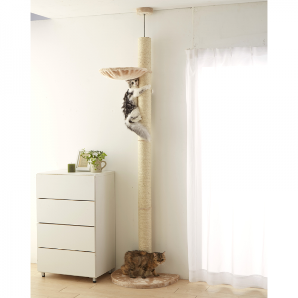 おうちで木登りキャットタワー (高さ235～255cm　突っ張り型　スリム) 本体（ハンモック付）