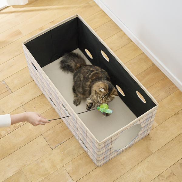 さわやかコットン２階建ハンモックベッド（旧：さわやかマリン２階建ハンモックベッド M・マルチチェック／遊べるじゃらし穴付き。