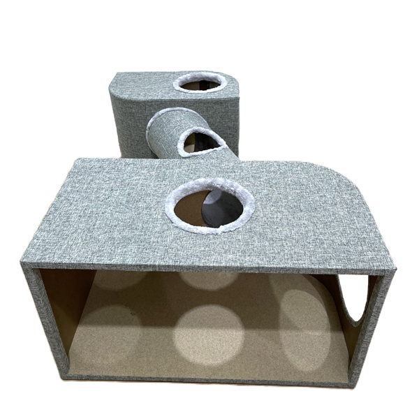 つながるトンネルタワー(高さ112cm　据え置き型　多頭飼い　大型猫) 底抜け仕様で、抜け毛や吐き戻しの際のお手入れもラクラク。
