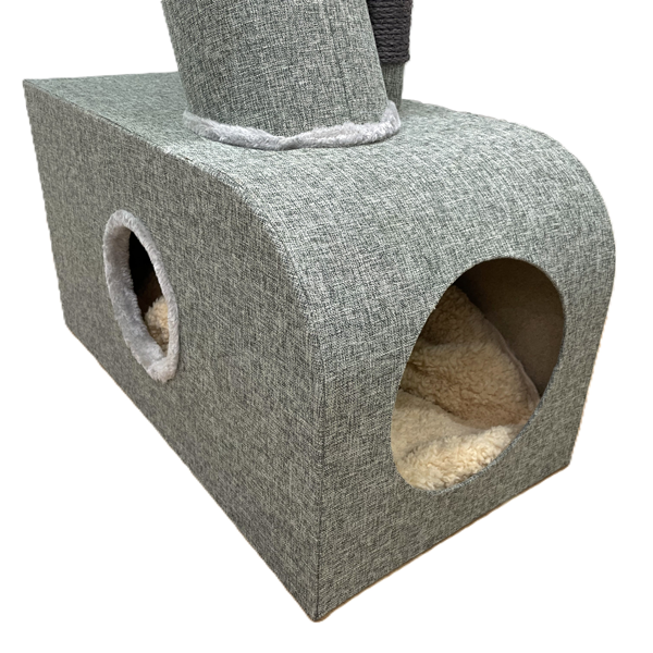 つながるトンネルタワー(高さ112cm　据え置き型　多頭飼い　大型猫) 下段ボックスには、お気に入りのブランケットやベッドを入れるのもおすすめ！