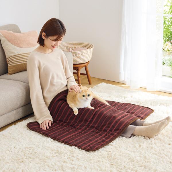 コットン＆抜け毛が刺さらない生地　リバーシブルブランケット S・ブラウン