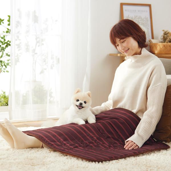 コットン＆抜け毛が刺さらない生地　リバーシブルブランケット S・ブラウン