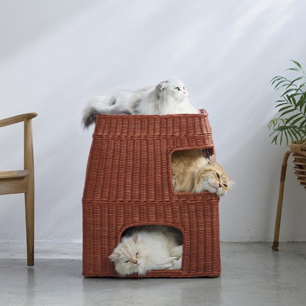 ３階建てラタン　キャットハウス マホガニー