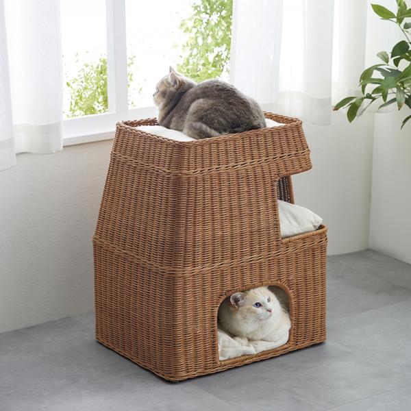 ３階建てラタン　キャットハウス ブラウン