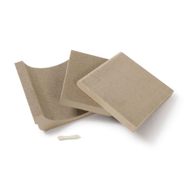 バリバリボード　ウッドプレミアム 爪とぎは交換用も販売中。付属のネジと、専用ドライバー（画像に写っているもの）付