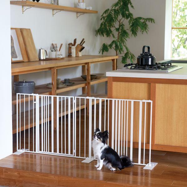 プチクール ペットゲート 扉あり（ストライプ）＋扉なし（ストライプ ）ミルク