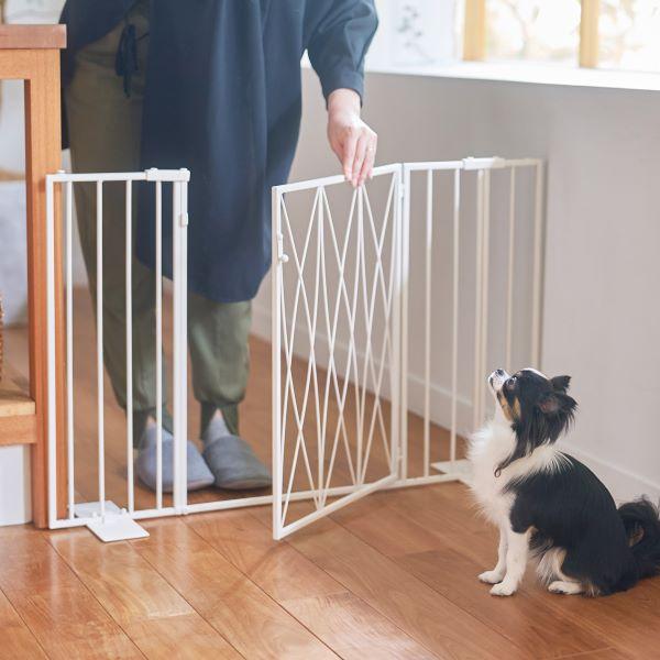 プチクール ペットゲート 扉あり（オーバル）＋拡張パーツ1個  ミルク