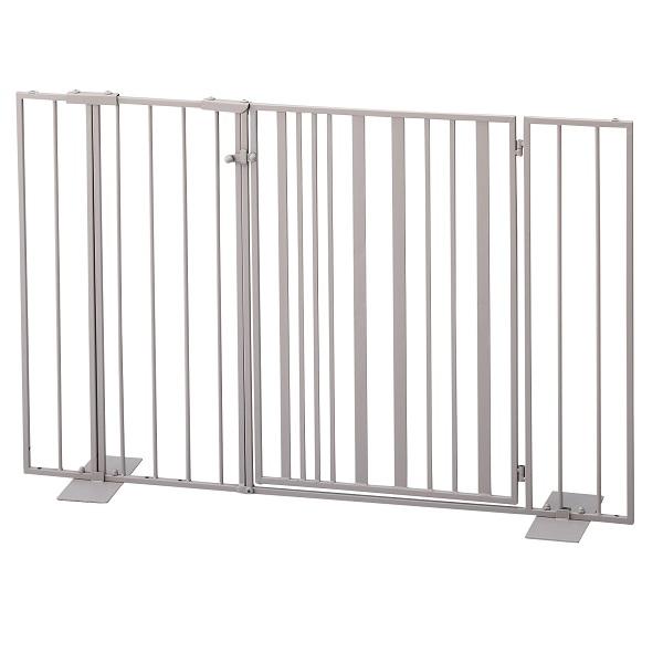 プチクール ペットゲート 【幅 約 94㎝】<br>扉あり（ストライプ）＋拡張パーツ1個 ラテ