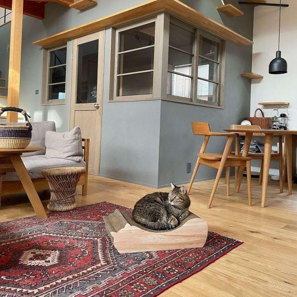 ごろん猫の爪とぎ　ナチュラル 木目調 モニターさま