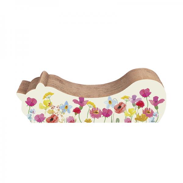 ごろん猫の爪とぎ　ナチュラル　季節限定柄 フラワー（表面）