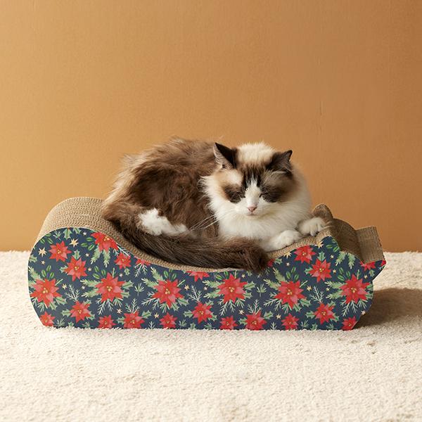 ごろん猫の爪とぎ　ナチュラル　季節限定柄 オータムチェックとクリスマス（裏面）
