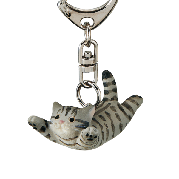 跳ぶにゃん　キーホルダー サバトラ