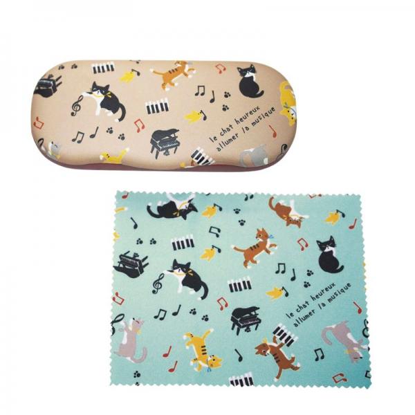 眼鏡ケース（クロス付き） けんばん/ケースの柄と色違いのクロス付き。