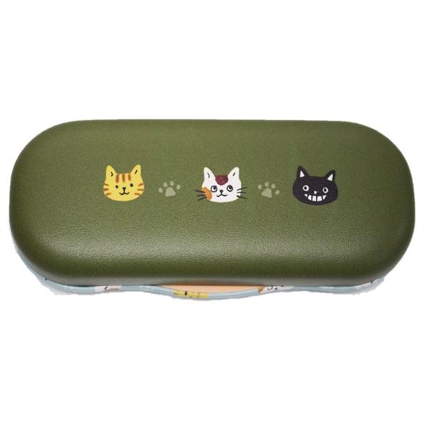 【募金付き】眼鏡ケース（クロス付き） ねこ・顔 裏側