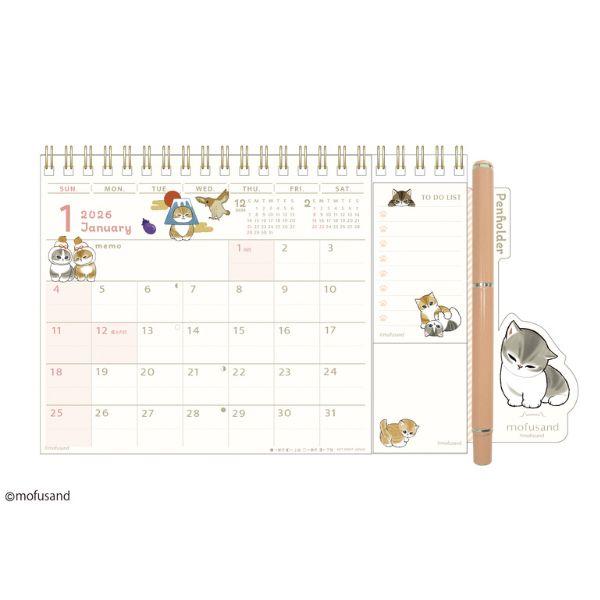 ひょっこりスケジュール　ｍｏｆｕｓａｎｄ　２０２６ ペンホルダー＆付箋付き