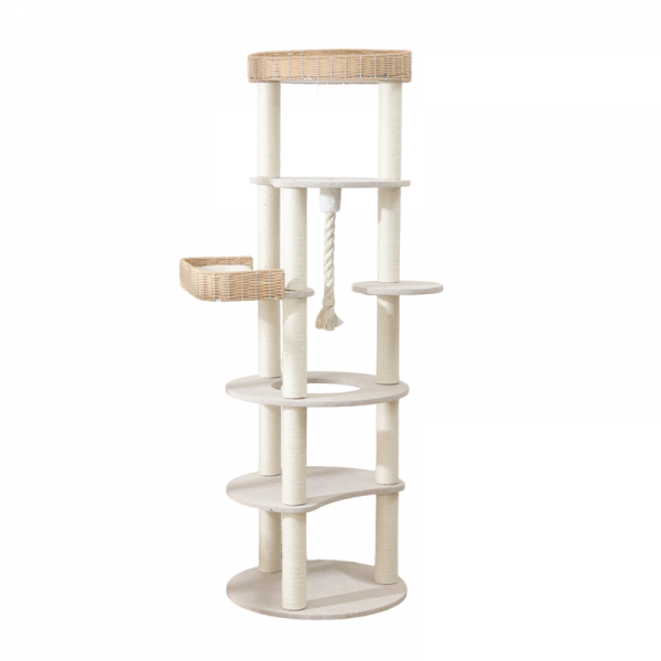 ラウンド型キャットタワー（高さ170cm　据え置き型　多頭飼い　大型猫） 