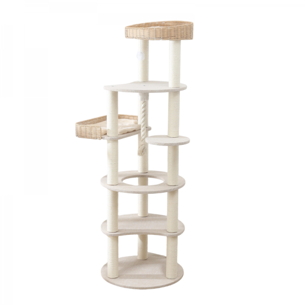 ラウンド型キャットタワー（高さ170cm　据え置き型　多頭飼い　大型猫） 