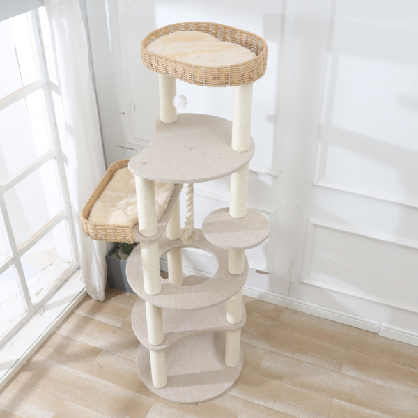 ラウンド型キャットタワー（高さ170cm　据え置き型　多頭飼い　大型猫） 