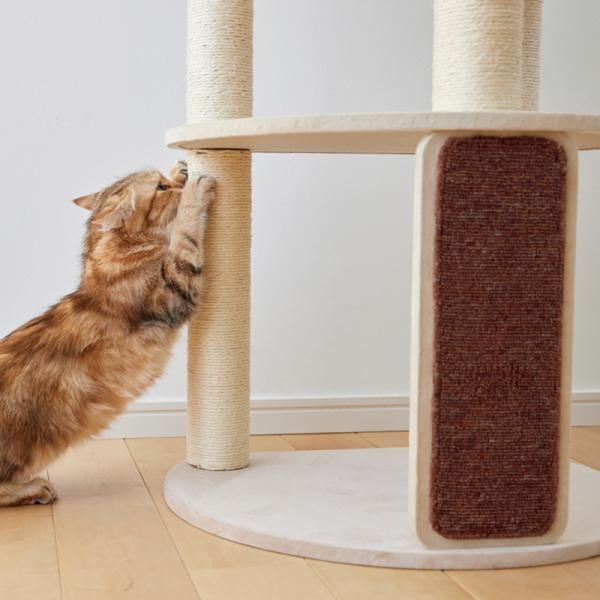 透明ボウル付きキャットタワー（高さ129cm 据え置き型） 全ての柱が麻縄なので、どこでもガリガリできます。
