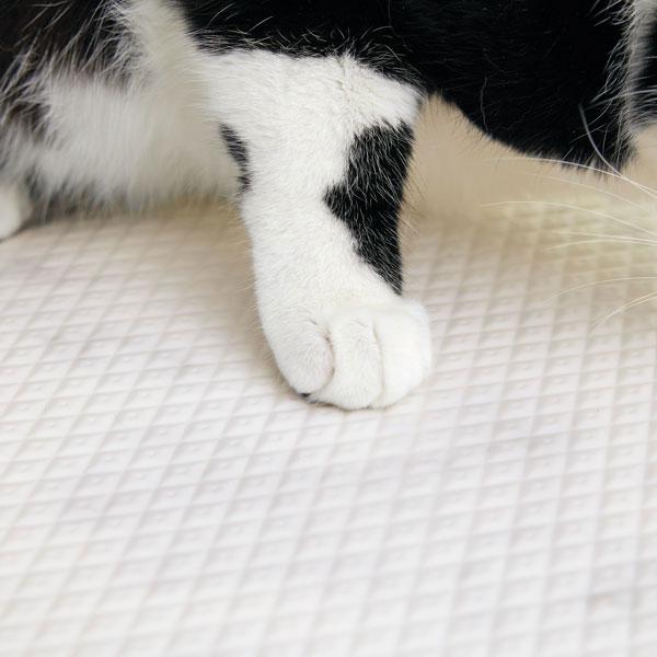 衝撃吸収＆防水クッションマット　厚型（旧：猫用） 猫の爪にも負けない高耐久。特殊な加工で尖ったものを突き立てても破れにくい。爪とぎをしたくなりにくい質感。